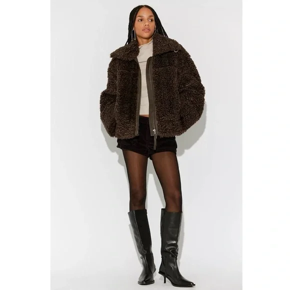 NWT Free People Jolie Oversized Teddy Jacket Deep Fudge Brown XS - Picture 12 of 12